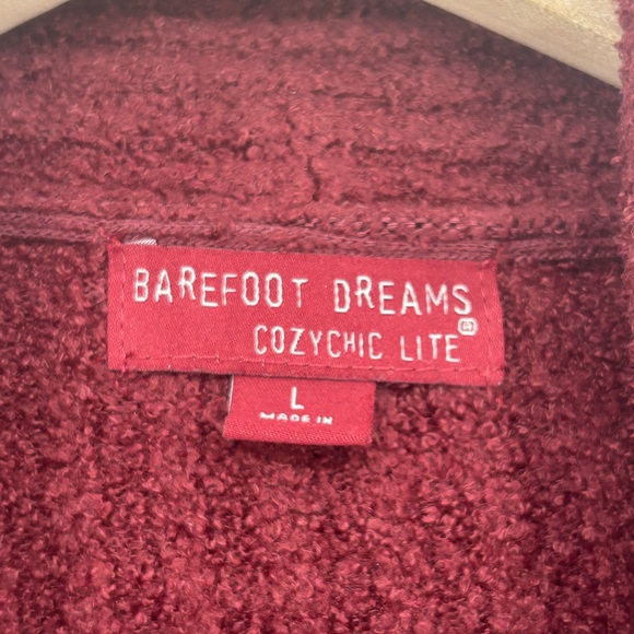 Barefoot Dreams CozyChic Lite Catalina Long Cardigan Burgundy Garnet Red- Large - Picture 4 of 12
